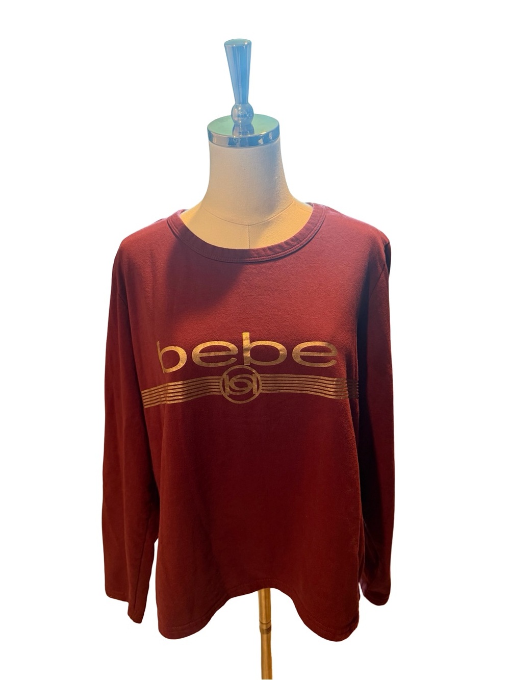 bebe Burgundy Sweatshirt with Gold Logo